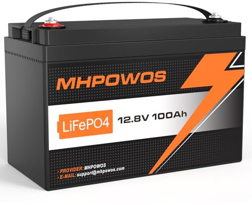 MHPOWOS LiFePO4 100Ah 12V Lithium Batterie, A-Zellen Gruppe 31, 1280Wh 15000 Zyklen, 100A BMS mit Tieftemperaturschutz für Wohnmobil, Boot, Trolling Motor, Off-Grid (10 Jahre Lebensdauer)