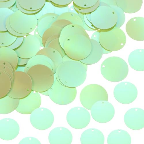sourcing map 100 paillettes rotonde piatte da 25 mm, sfuse, per cucito, artigianato, cucito, con foro laterale singolo, per fai da te, ricamo, abbigliamento, creazione di gioielli, colore verde chiaro