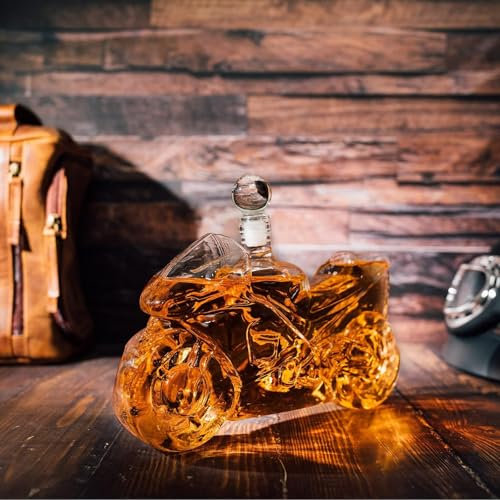 Statue d'art - Bouteille de whisky amusante de 750 ml, bouteille de whisky en verre de moto neuve de 2025, cadeau de collection