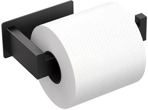 Auxmir Porte Papier Toilette Mural Acier Inoxydable 304, Noir-1 Pack | Support papier toilette auto‑adhésif, porte‑rouleau papier toilette pour salles de bain et cuisine, fixation sans perçage