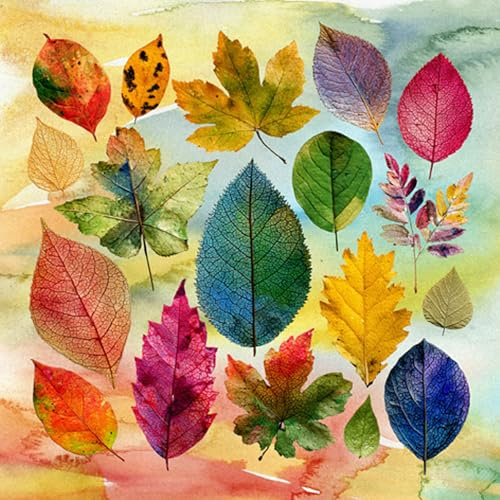 Servietten Papier 33x33cm 3-lagig 20 Stück - hochwertig & nachhaltig - Einweg Motivservietten Partyservietten - Herbstblätter Motiv Papierservietten für Party Alltag