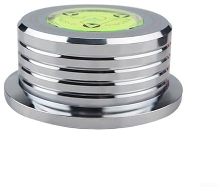 Plattenspieler-Gewichtsklemme mit Wasserwaage und 33 45 U/min Stroboskop-Scheibe, strapazierfähig, reduziert Resonanz, 7 mm Spindelgröße für Vinyl-Enthusiasten (Silber 60 Hz)