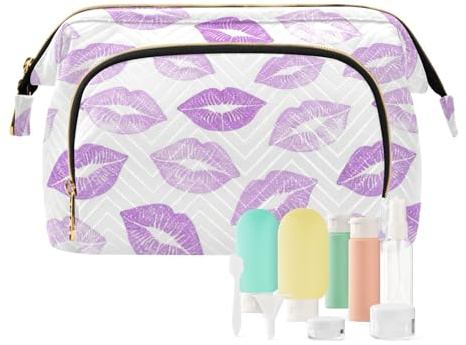 decor gift Trousse da viaggio essenziali da viaggio lilla baci rossetto viola chiaro (longword) portamonete da donna portafoglio per trucco