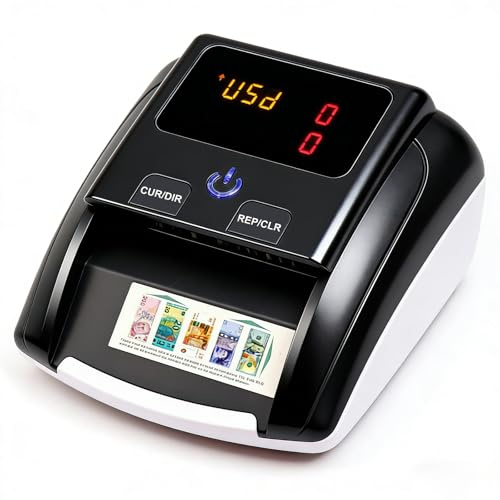 Counterfeit Bill Detector Machine, Money Checker Machine with 2.8 Screen, Portable Banknote Checker with UV, MG, IR, Image, Size Detection, 4-Way Feed Fake Note Detector for GBP/USD/EUR