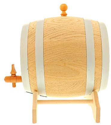 HOFMEISTER® Holzfass 1 Liter aus Eiche – Eichenfass für Wein, Whisky und Schnaps, inklusive Holzhahn, Stopfen, Lagerbock und Anleitung – Handarbeit (1 Stück)