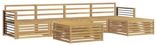 vidaXL Outdoor-Sofagarnitur 7 pcs Weiß Massivholz Akazie, Patio-Sofa, modernes Eckset, wetterfester Gartenlounge, Bequeme Terrassenplätze für entspannte Zeiten