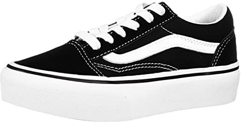 Vans Old Skool Piattaforma Ragazze Suede Lace Up Trainer Scarpe 31 EU Black Suede/True White