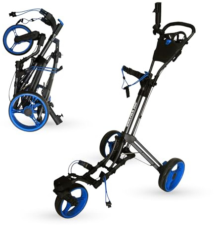 Qwik-Fold Golfwagen, 360° drehbar, 3 Räder, Anthrazit/Blau