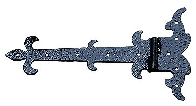 UHRIG Ladenband 34cm lang, DIN rechts, Schmiedeeisen antik schwarz beschichtet, Scharnier, Beschlag für Fensterläden, Schranktür uvm.