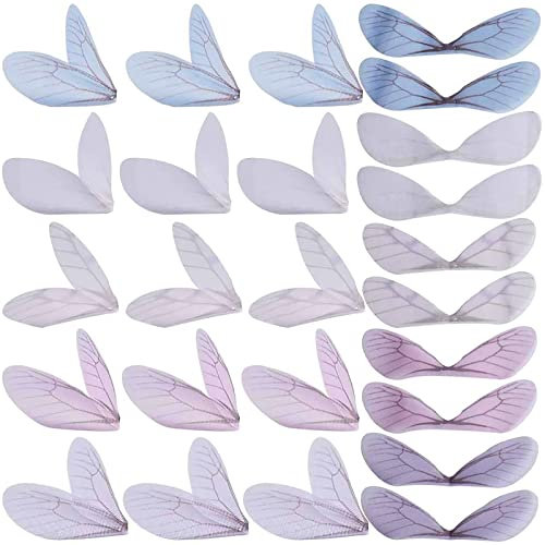 Sunnyclue 100pcs 5 Farben Libelle Flügel Charms Mit Loch Blau Weiß Rosa Organza Fliegende Flügel Anhänger Handwerk Für Schlüssel Ohrringe Wohnkultur Schmuck Machen Accessoires Zubehörse