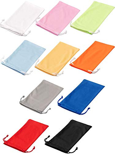 Frienda 100 Stück weiche Sonnenbrillenbeutel, Mikrofaser, Sonnenbrillenetui mit 2 Tüchern für Handy, Uhr, Schmuckaufbewahrung, Schwarz, Grau, Weiß, Rot, Rosa, Hellblau, Hellgelb, Hellgrün, Dunkelblau,