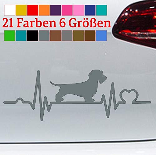 Herzschlag Dackel Aufkleber Dachshund Rauhhaar Weiner Jagd Rasse Fußhupe JDM Fun in 6 Größen und 21 Farben