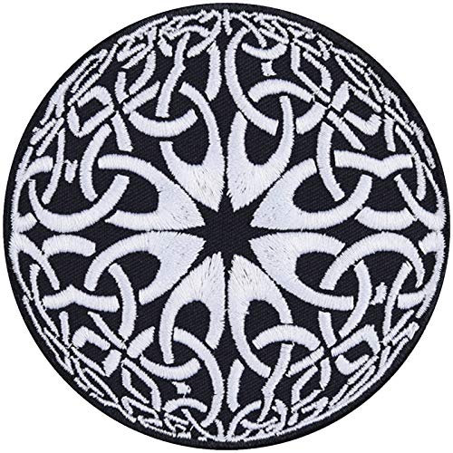 KELTISCHER UNENDLICHKEITS KNOTEN Infinity Knoten Aufnäher mit Stickerei - Wikinger Symbol Aufbügler Viking Patch nordische Applikation zum annähen/aufbügeln für alle Stoffe - 90x90mm
