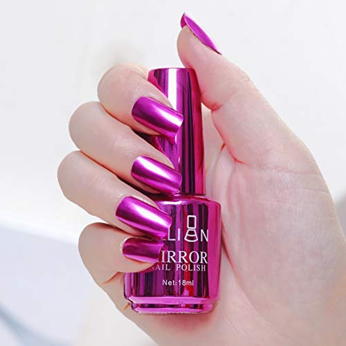 Allbestaye 18ml Polish Mirror Nail Polish, Varnishes Metallic Mirror Glitter Nail 16 Colors