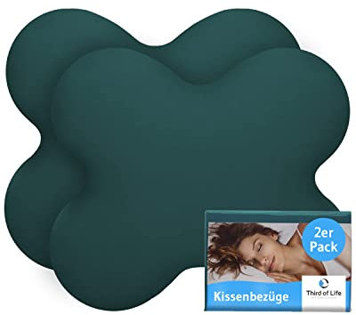 Hochwertiger ACAMAR Kissenbezug Doppelpack (Meergrün, Uni) für Schmetterlingskissen ACAMAR - Mako-Baumwolle, Double Jersey, guter Fit, Oeko-Tex Zertifiziert, Kissenhülle mit Reißverschluss