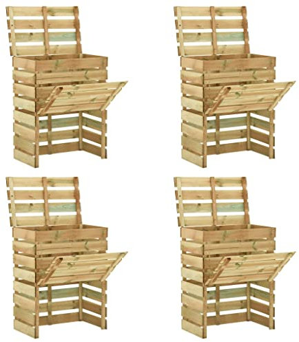 vidaXL 4X Kiefernholz Imprägniert Komposter Lattenrost Kompostbehälter Holzkomposter Kompostsilo Steckkomposter Gartenkomposter 80x50x100cm