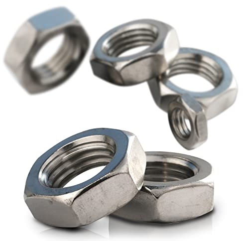 PROTECH 10 Stück Sechskantmuttern M18 Edelstahl Mutter niedrige Form Sechskant Dünne Flach Halbe Mutter DIN 439 rostfreier V2A A2 Flachmutter