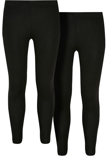 Urban Classics Damen Girls Jersey Leggings 2-Pack Black/Black, 110/116