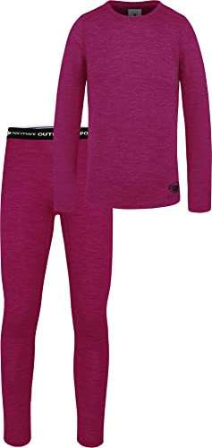 normani Kinder Merino Thermounterwäsche aus 100% Bio-Merinowolle Sportunterwäsche Ski-Funktionsunterwäsche Winter SkiSet Langarmshirt und Unterhose für Jungen und Mädchen Farbe Fuchsia Größe 86-92