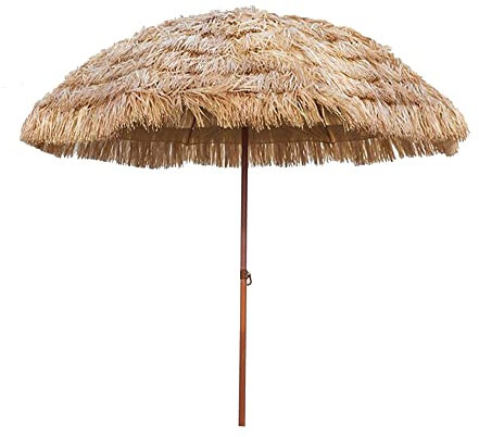 XPGEREP Parasol Inclinable Hawaii Parasol Hawaii Naturel Parasol de Plage Jardin Terrasse Extérieur Parasol Paille/Diameter 2m / Height 2.1m