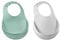 BÉABA Juego 2 Baberos Bebé Silicona Impermeable, Ajustable Cuello, Gran Bolsillo Recogedor Restos Comida, Flexible, Ligero, Ultrasuave, Fácil de limpiar, verde salvia y light mist