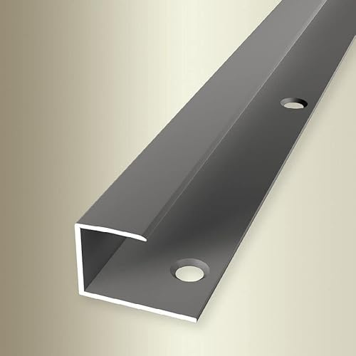 PROVISTON | Einfassprofil | Breite: 23 mm | Höhe: 14-15.5 mm | Länge: 2700 mm | Aluminium eloxiert | Glatt | Edelstahl | Versenkt Gebohrt