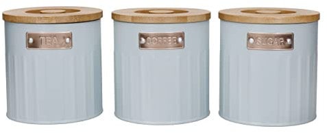 KitchenCraft Aufbewahrungskanister, hellblau, 3 Stück, Geschenkkarton