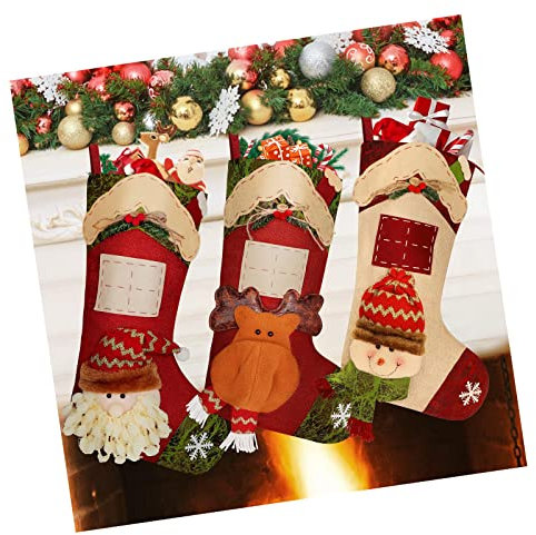 CHAMEEN 3er Set Nikolausstiefel zum Befüllen, Groß Weihnachtsstrumpf Nikolausstrumpf Gefüllt Set, Christmas Stocking Personalized Weihnachtssocken Hängende Strümpfe Weihnachtsbaum KaminWeihnachtsdeko