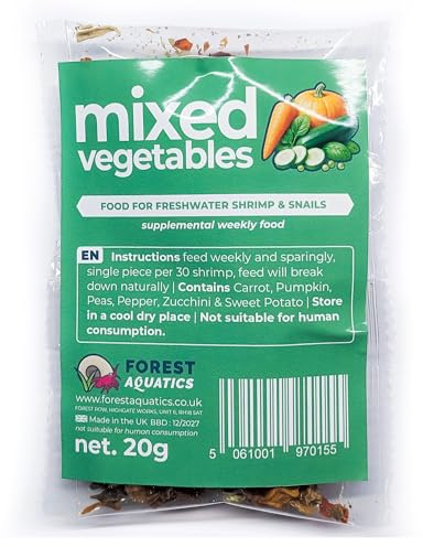 Gemischtes getrocknetes Gemüse Garnelenfutter, Futter für Garnelen, Flusskrebse und Schnecken (20g)