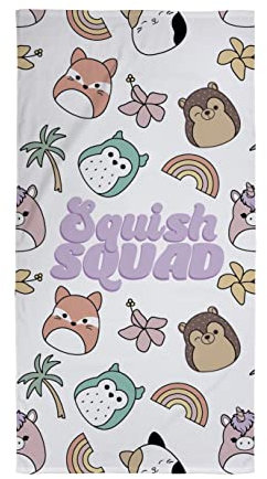 Character World Offizielles Squishmallows-Kinderhandtuch Superweicher Griff, Squish Squad-Design