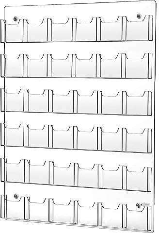 Ripeng Porte-cartes de visite vertical en acrylique pour cartes de visite - Présentoir pour bureau mural (36 poches)