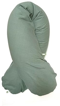 Blausberg Baby - Musselin Stillkissen-Bezug 190x38cm mit Nestbau-Funktion, z.B. für Das Stillkissen - Materialien Oek-Tex Standard Zertifiziert - Made in Germany - Salbei Eukalyptus