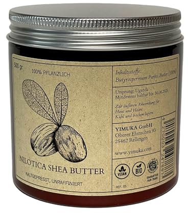 500g YIMUKA 100% Reine Nilotica Sheabutter: Perfekte Handcreme, Tattoo Creme & Lippenpflege, Sheabutter Bio für Kosmetik, Unraffiniert & Kaltgepresst, Vitamin E