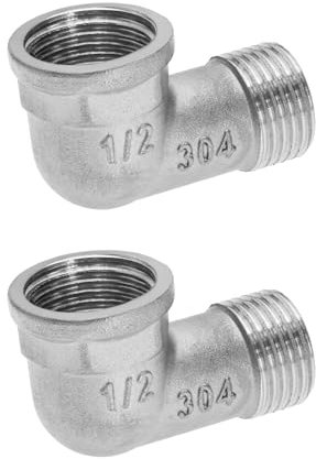 SG Store 2 PCS BSP 1/2 Inch Stainless Steel Male Thread to Female Thread Plumbing Fittings Elbow Internal and External Reducers for Water Pipe Sanitary Connection