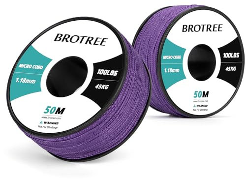Brotree Micro Cord 1,18 mm 50M Spule Paracord Schnur Polyester Seil für Armband, Handwerk und DIY - 45kg Bruchlast (Lila)