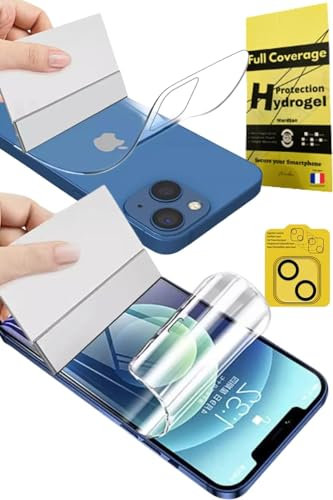 WardSan [6 Pièces Pour iPhone Series - 4 Films de Protection Hydrogel 2 Avant & 2 Arrière 3D + 2 Verre trempé Camera Film souple |Mieux qu'un verre trempé (iPhone 8 Plus)