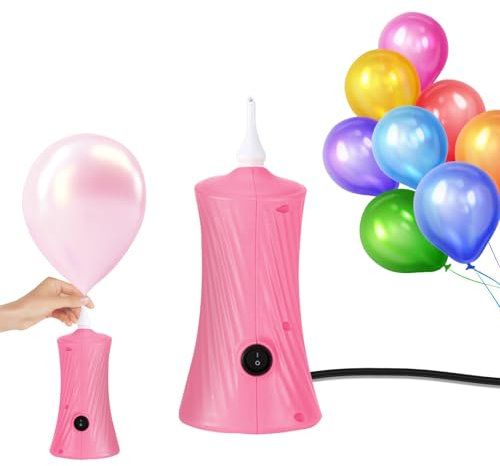 Electric Balloon Air Pump Hand - Simple and Fast Portable Balloon Machine Pump Inflator Air Pump for Inflating Various Balloons (Pink)