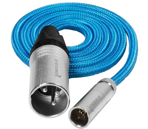 KONDOR BLUE | 3FT Mini XLR Male to XLR Male Blue Braided | Ultra-Durable, & Nylon Braided with Reinforced Connectors | Connect a Microphone or Audio Mixer to Your Camera | Blue