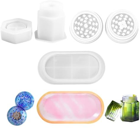 Aublinto 4D DIY Silikonform Bastel Ornamente Künstlerbedarf Kristalltropfen-Kleber-Set Bastelbedarf Kräutermühle runde Silikon-Kuchenform zum Formen von Flaschen Typ 2