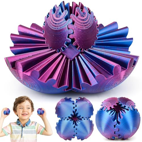 Gear Ball Gear Sphere, 3D Spin Ball Cube Fidget Ball, Gear Sphere das Steampunk Whirling Wonder Fidget Zahnradball, Gedruckter Zahnradball, Gear Stressball und Angst-Entspannungsspielzeug