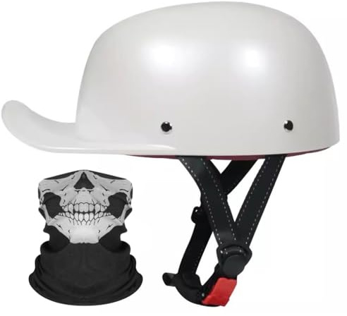 Motorrad Halbhelm Halbschalenhelm Baseballmütze-Helm ECE-Zulassung Motorradhelm Baseball Cap Mit Gesichtsschutz Schnelllösetaste Retro VerläNgerte Krempe S-XL 55-62CM
