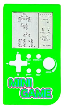 CZT Mini-Puzzle-Block-Spielkonsole 26 Retro-Bausteinspiele Handheld-Spielkonsole die Freizeit unterwegs Tragbare elektronische Spiele Spielzeug Kinder/Studenten (Grün)