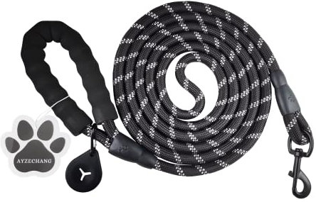 Starkes Hundeleine, 15M/10M/3M/2M,Geeignet für mittelgroße und große Hunde, Mit komfortablem gepolstertem Griff und hoher reflektierender Linie (Black, 15M×10mm)
