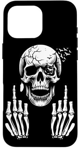 Totenkopf Skelett Mittelfinger Halloween Erwachsene Humor F You Hülle für iPhone 16 Pro Max