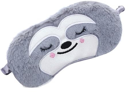 Lustige Faultier Augenmaske, Niedliche Tier-Schlafaugenmaske, Weich Plüsch Augenbinde für Reisen Nickerchen, Schlafhilfe, Verstellbare Augenmaske für Kinder Erwachsene Mädchen Jungen (Grau)