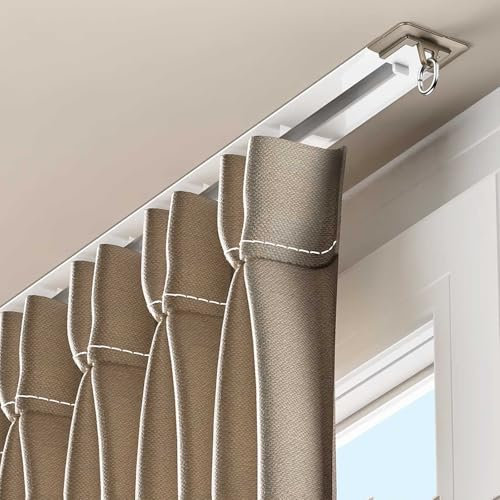Eingebaute unsichtbare Vorhangschiene Versteckte Gardinenstangen Gardinenschiene Vorhangschiene 1-läufig Deckengardinenschiene Aluminium Vorhangschiene for Schiebevorhang(White,2m(6.6ft))