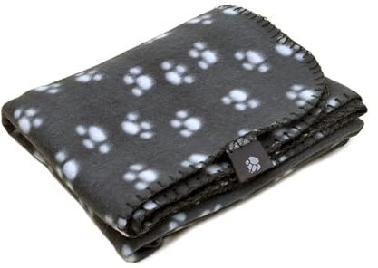 Danish Design Essentials Polar Dog Blanket Charcoal 75x100cm � Paw Print Patter, Soft & Machine Washable Blanket for Dogs