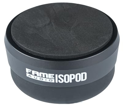 Akustische Entkoppler Untersetzer für Lautsprecher und Plattenspieler, 4er-Set, verbessert Klangbild, reduziert Störfrequenzen, elastisches Material, max. 12 kg pro IsoPod, 62 x 35 mm