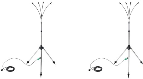 Iyalezirk 2X Brumisateurs Debout pour Patio Extérieur, Système de Brumisation sur Pied Réglable en Hauteur de 4,1 Pieds pour le Refroidissement Extérieur, Support Portable