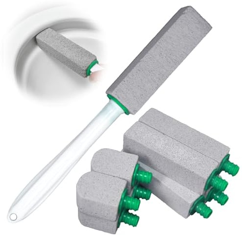 Pumice Stone for Toilet, 8 Pumice Cleaning Stones Refills with Extra Long Non Slip Long Handle, Toilet Pumice Stone Sticks Hard Water Ring Stains for Kitchen/Bath/Pool/Household Cleaning